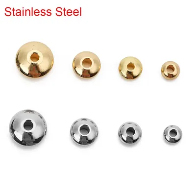 20/50pcs Stainless Steel Spacer Beads 4mm 5mm 6mm 8mm Gold Color Loose Big Hole Charm Beads Lot For DIY Bracelet Jewelry Making