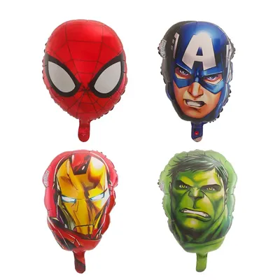 10Pcs Spider Iron Man Head Balloons Captain America Hulk Air Globos Avenger Superhero Theme Birthday