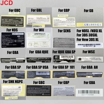 JCD For GBC GBP GBL GB GBA GBA SP NDS SENS Wii Game Console New Lables Back Stickers Replacement For