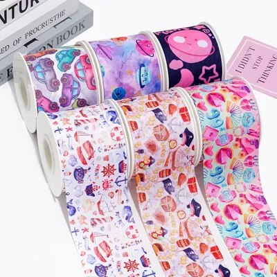 DIY Cartoon Spots Printed Satin Grosgrain Ribbon For Craft Supplies Sewing Accessories 5 Yards. 88835