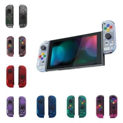 eXtremeRate Custom Transparent Housing Shell Cover W/Full Set Buttons for Nintendo Switch JoyCon &