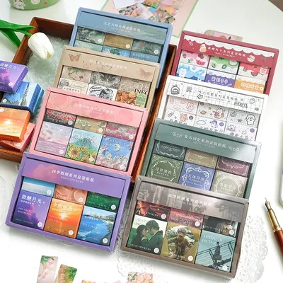 JIANQI 300pcs/pack Cute Stickers Film Paper Junk Journal Art Collage DIY Photo Album DIY Craft Scrapbooking School Supplies