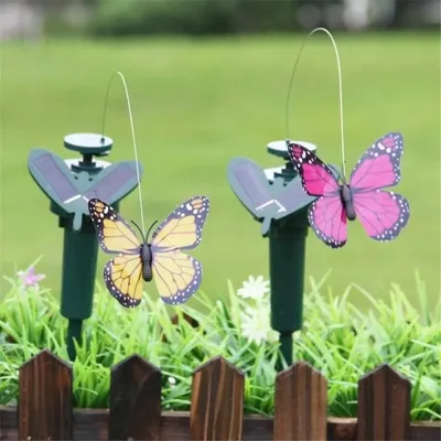 Garden Decoration Solar Powered Dancing Fluttering Butterflies Flying Humming Bird Garden Yard