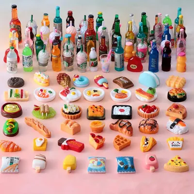 Mini Food Drinks 30cm Doll Accessories Miniature items FitFor 1:12 Doll House Kitchen Ornaments