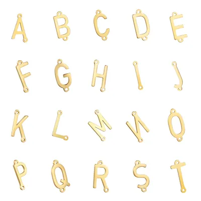 Cazador 5 Pcs/Lot Stainless Steel Gold Color Capital Letter DIY Charms for Jewelry 26 A-Z Alphabet Pendant for Necklace Bracelet
