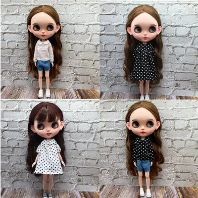 Blyth Doll Clothes Fashion Black And White Dot Shirt, Skirt For Blyth Azone OB23 OB24 1/6 Doll