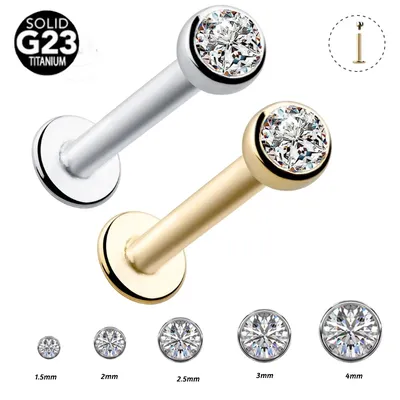 1Pc F136 Titanium 16G 1.5-4mm Cz Gem Tragus Lip Ring Monroe Ear Cartilage Earring Piercing Labret