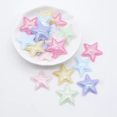 50Pcs 25mm Bling PU Leather Star Applique for DIY Girl Headwear Hair Clips Decor Accessories Clothes Hat Sewing Patches