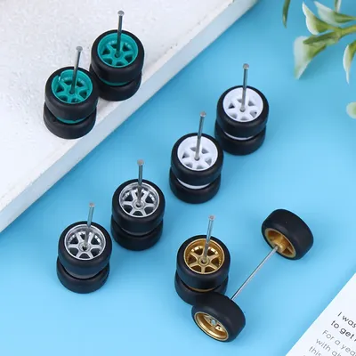 High Quality 6PCS 1:64 Wheels For Hotwheels With Rubber Tire Model Model Car Modified Parts Racing