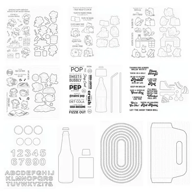 Micest Squish Crafty Friend Soda Pop Roller Skate Clear Stamps Cutting Dies Scrapbooking for