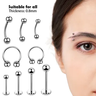 4PCS Surgical Steel Horseshoe Barbell Labret Lip Eyebrow Rings Ear Cartilage Tragus Helix Earrings