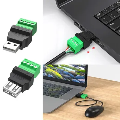 USB Connector USB Turn Terminal 4 Pin Screw Terminal Plug Type-A 4-pin Male/Female Plug Adapter