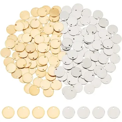 160pcs Stamping Blank Tag Pendants Flat Round Pendants Engraving Name Pendants Stainless Steel