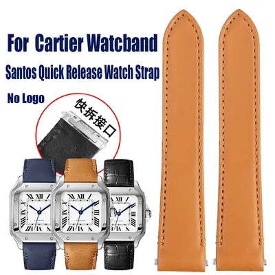 For Cartier Santos Cow Leather Wath band WSSA0010 WHSA0021/23 Series Quick Release Men and women Watch straps 19mm 21mm Bracelet