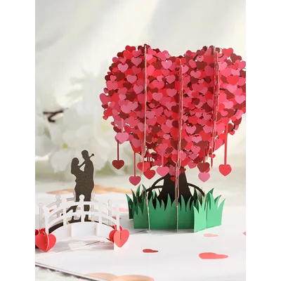 1set Three-dimensional 3D Heart Tree Greeting Card Valentine's Day Cards Valentine's Day Gifts