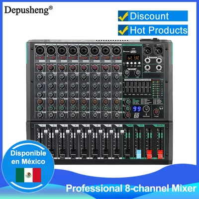 Professional Audio Mixer Depusheng PA8 8 Channel Sound Board Console DJ Mixing Desk System Interface