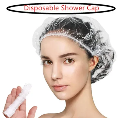 Disposable Shower Cap Plastic Hair Bath Hat Elastic Women Waterproof Caps For Spa Salon Hotel Hair