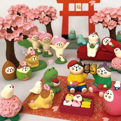 Japanese Style Cute Cat Flower Appreciation ZAKKA Cherry Blossom Matcha INS Trendy Toy DIY Resin
