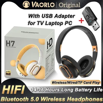 H7 Tv Bluetooth Headphones Wireless Headphon with Mic USB Adaptor Headset Noise Cancelling Stereo