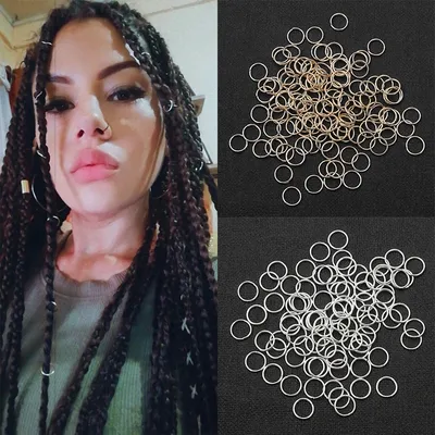 50Pcs Mix Color Charms Hair Braid Hair Rings Dread Dreadlock Beads Clips Cuffs Rings Jewelry