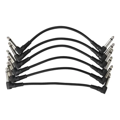 6Pcs Guitar Effect Pedal Cable Connecting Line 6.35Mm To 6.35Mm Audio Cable 21Cm Right Angle Cord