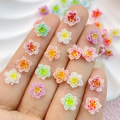 50Pcs New Cute Resin Mini Peony Flower Flatback Ornament Jewelry Making Manicure Hairwear