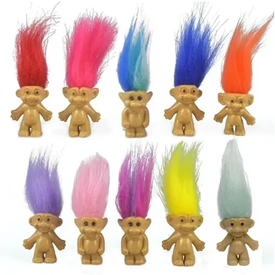 5Pcs Mini Troll Dolls Anime Action Figure Colorful Hair Family Members Models Collection Kids Toys