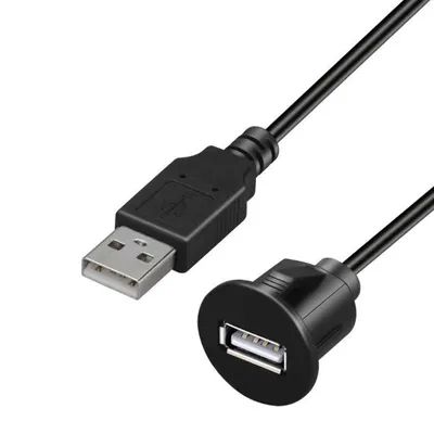 Car Dashboard Flush Mount Line USB 2.0 Port Panel Extension Cable Male to Female Socket Excellent