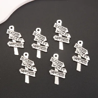 40pcs Charms Happiness Success Money Signs Silver Color Pendants For Making DIY Handmade Key Chains Jewelry Findings