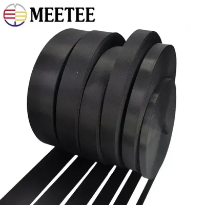 5Meters Meetee 10-100mm Black Nylon Webbing Band Bag Backpack Strap Pet Collar Belt Tape DIY Garment Ribbon Sewing Accessories