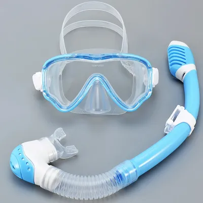 Kids Diving Mask Snorkel Set Swimming Goggles Tempered Glass Panoramic View Anti-Leak Anti-Fog