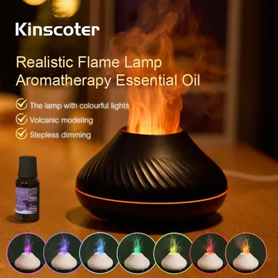 KINSCOTER Volcanic Aroma Diffuser Essential Oil Lamp 130ml USB Portable Air Humidifier with Color