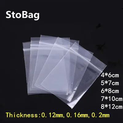 StoBag 100pcs Transparent Small Ziplock Bag Plastic Reclosable Thick Clear Jewelry Gift Food Pouch