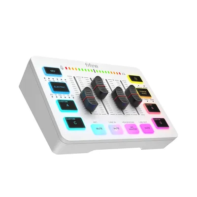 FIFINE Gaming USB Mixer With 4-Channels/XLR Microphone Interface/RGB, Sound mixer for Game Podcast
