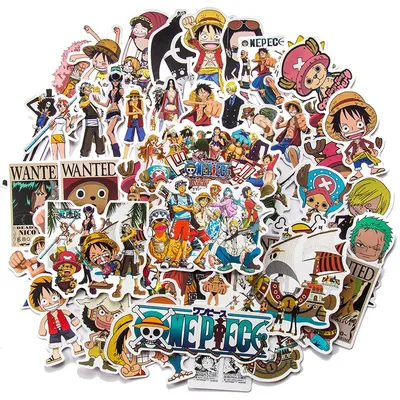 50/100Pcs Japan Anime One Piece Figure Luffy Toy Sticker Notebook Motorcycle Skateboard Computer