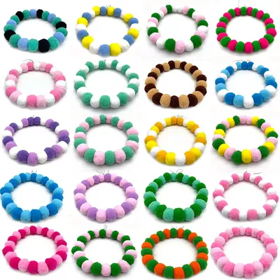 30pcs New Pet Dog Bow Tie Rainbow Flower Hair Ball Necklace Collar Pet Dog Cat Bowties Neckties Dog