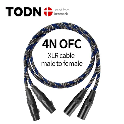 TODN HIFI xlr audio cable Stereo high purity 6N OFC gold-plated xlr plug Male to female for