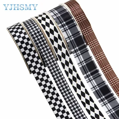 Plaid Satin Ribbons Black and White Diamond Check Ribbon, 5 Yards for DIY Craft Wrapping Bow Home
