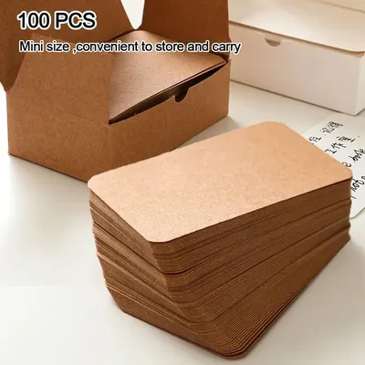 100pcs/box Retro Double-sided Blank Kraft Paper Card Word Card Message Card DIY Postcard Gift