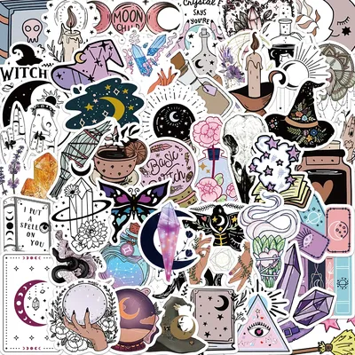 50PCS Bohe Witchy Apothecary Graffiti Sticker Witch Sticker Astrology Tarot Goth Waterproof Toy