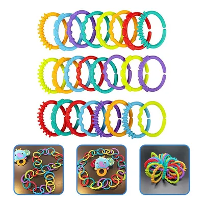 24pcs Baby Crib Connecting Ring Toys Stroller Hanging Ring Attach Toys Crib Toys
