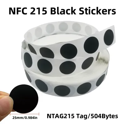 Black Ntag 215 NFC Phone Available RFID Tags Stickers Adhesive Label NFC Ntag215 Self-adhesive Tag