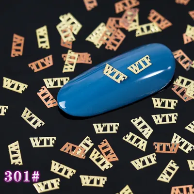 800PCS Metal English Alphabe Patches Gold 3D Nail Art Decoration Sequins Slice Decals Fake Nails