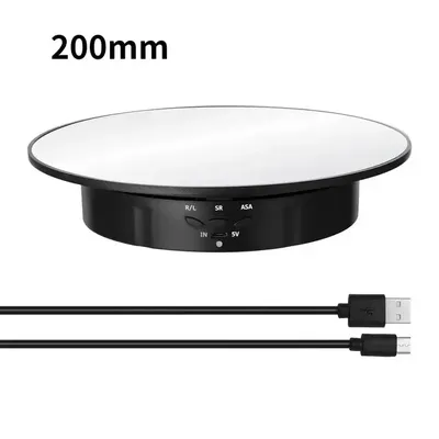 Rotating Photo Display Stand, 360 Electric Swivelling Product, Turntable for Video Recording, 3 Speeds, 200mm