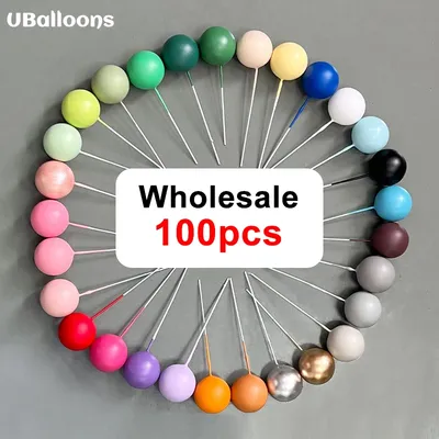 100Pcs Balls Cake Toppers 2-4cm Gold Silver Skin Brown Boho Balls Cake Topper for Birthday Wedding