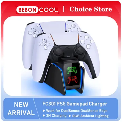 BEBONCOOL FC300 Controller Charging Station For PlayStation 5 Dual Fast Charger LED Indicator