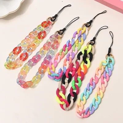 Fashion Trendy Colorful Acrylic Spring Ring Mobile Phone Chain For DIY Women Anti-Lost Telephone