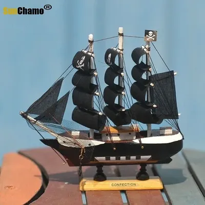 Home Decoration Mediterranean Style Caribbean Pirate Black Pearl Ship Model Birthday Gift Desk
