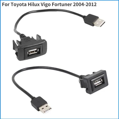 Car Dashboard Flush Mount USB 2.0 Port Panel Male to Female Plastic Extension Cable Adapter for