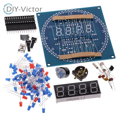 Rotating LED Display Alarm Electronic Clock Module Water Lamp DIY Kit Light Control Temperature